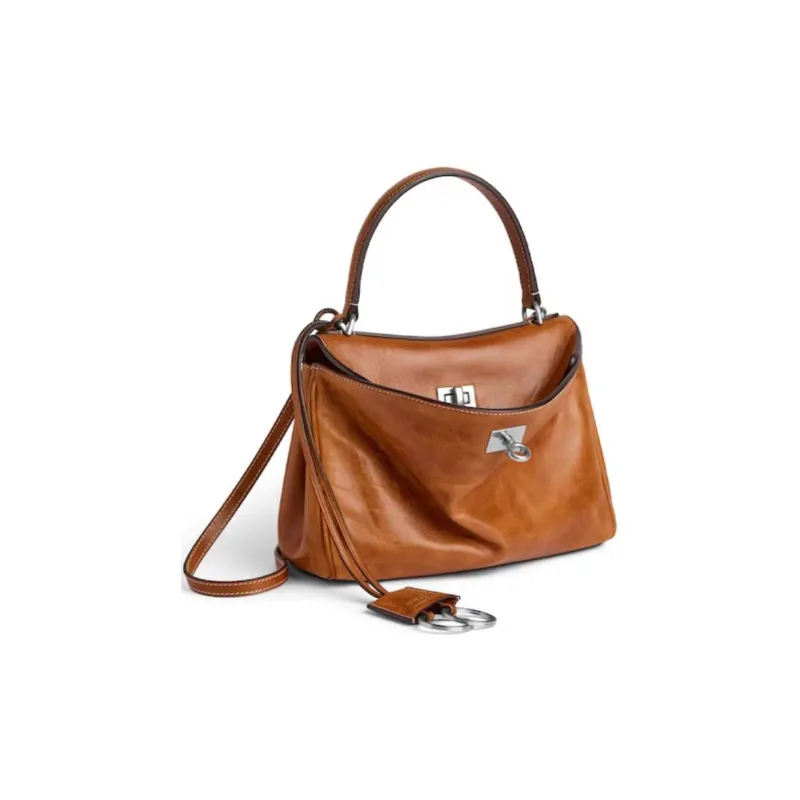 Balenciaga Rodeo Sheepskin One Shoulder Handbag Mini Women's Brown-1