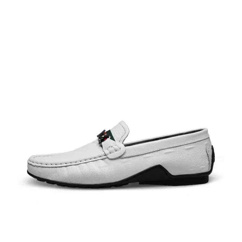 CKVUSAMG Gommino Loafers Unisex White With Fleece/Black With Fleece-0