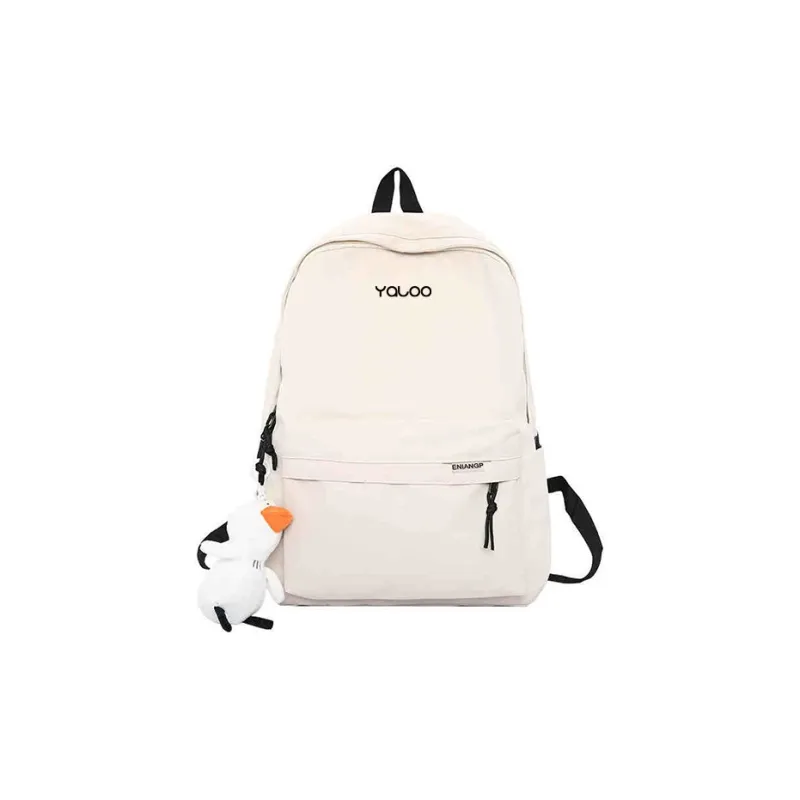 Yalu Nylon Backpack Laptop Bag Regular Unisex Black/White-3