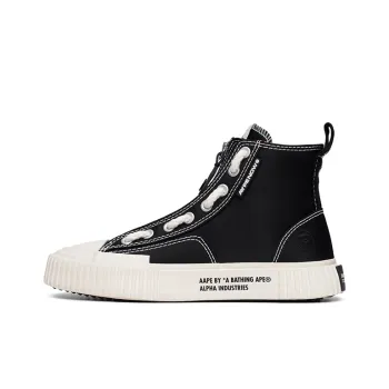 ALPHA INDUSTRIES x Aape Abrasion Resistant High Top Canvas Shoes Men's Black