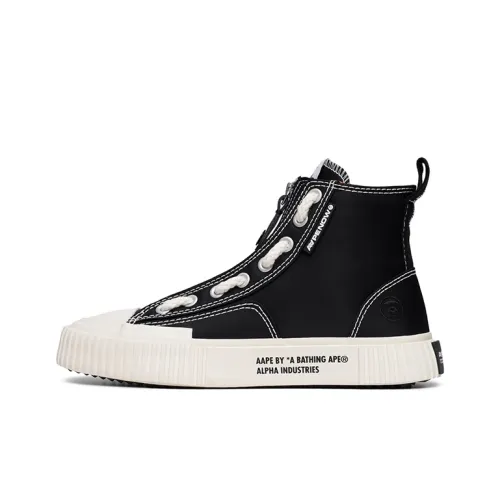 ALPHA INDUSTRIES x Aape Abrasion Resistant High Top Canvas Shoes Men's Black
