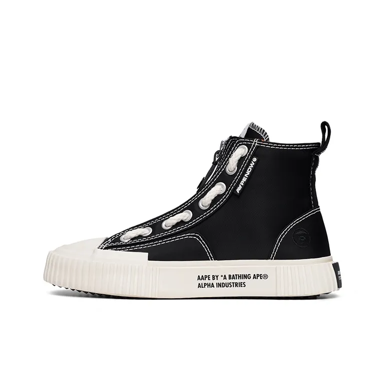 ALPHA INDUSTRIES x Aape Abrasion-Resistant High-Top Canvas Shoes Men's Black-0