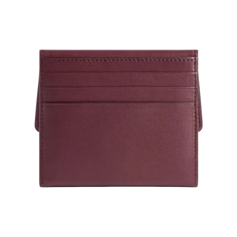Balenciaga Calfskin Card Holder Women's Burgundy Red-1