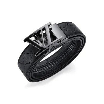 GUSKI Top Grain Leather Leather Belts Men's Gunmetal Gold Silver Width  3.5cm