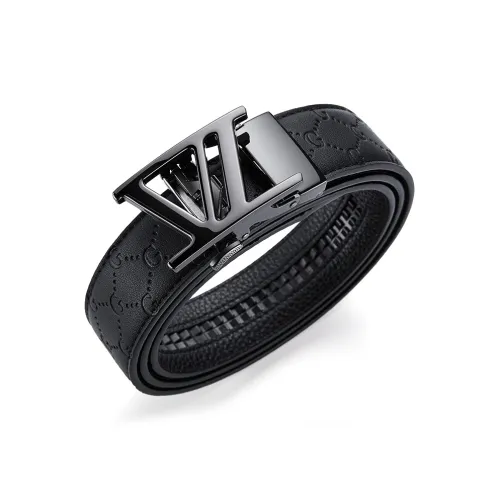 GUSKI Top Grain Leather Leather Belts Men's Gunmetal Gold Silver Width  3.5cm
