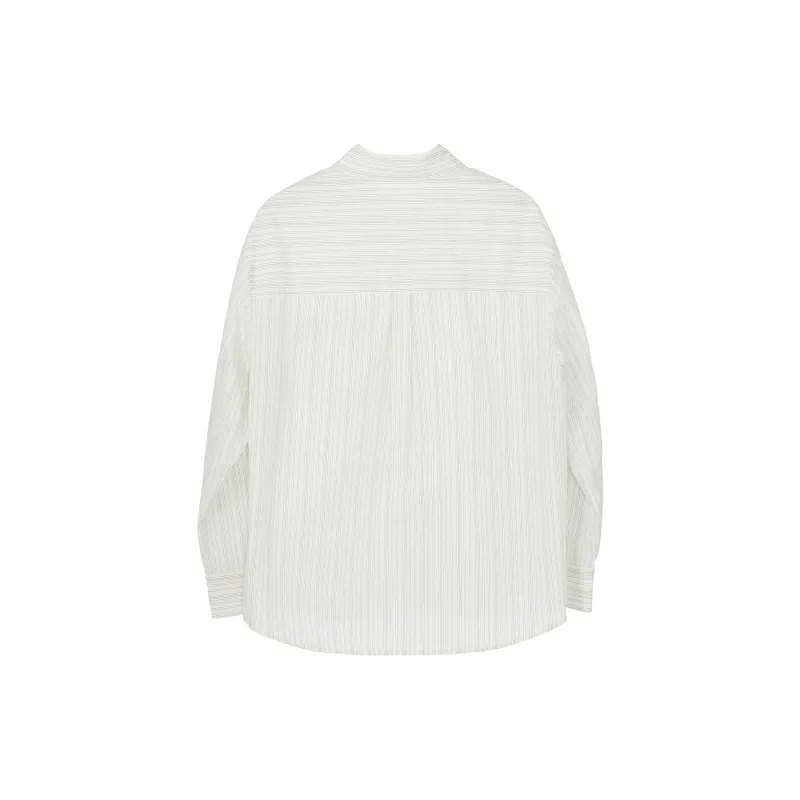 Fstudio Korean Style Preppy Style Versatile Long Sleeved Stripes Shirt Women's-1