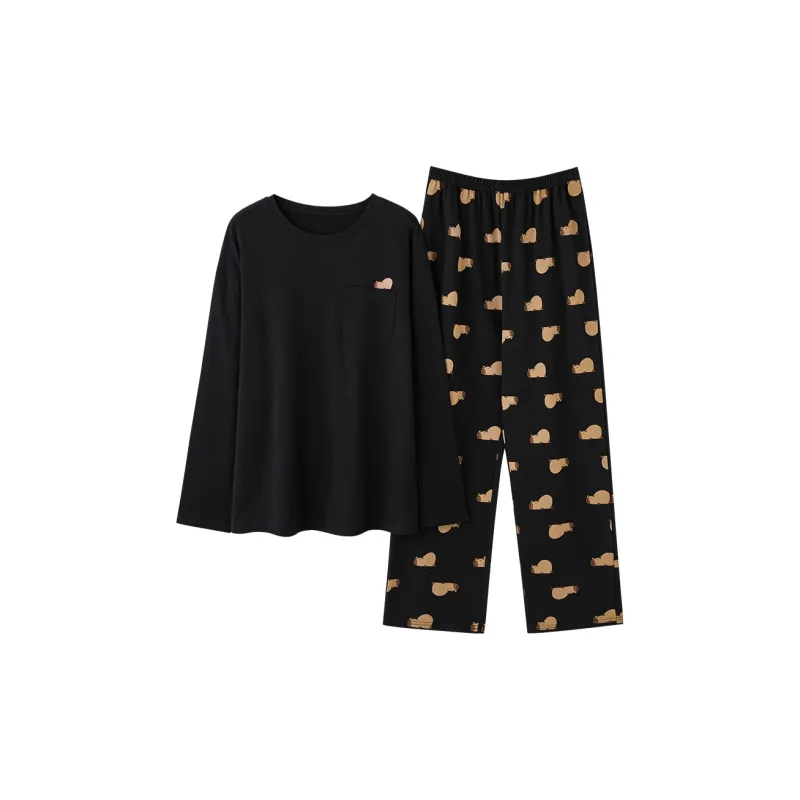 XIAFENYAN Pajama Set Unisex Black-0