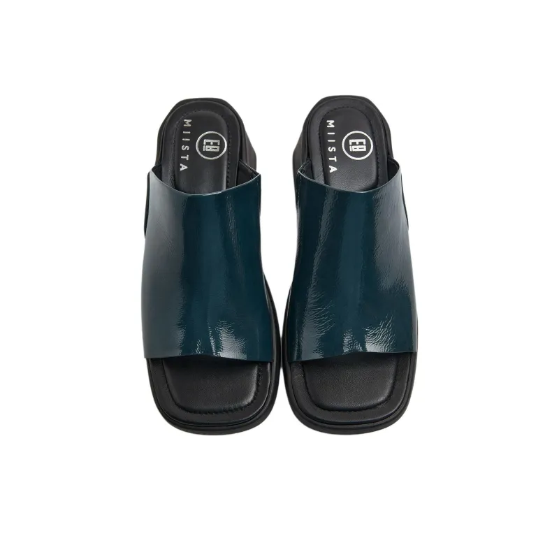 MIISTA Slide Slippers 6cm Women's Blue-2