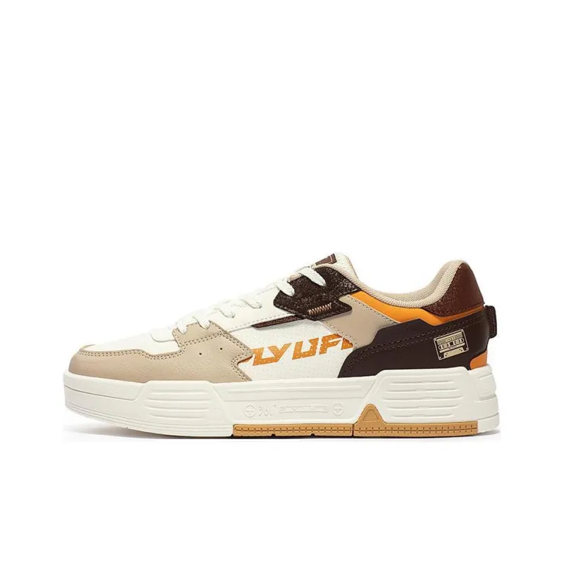 361° Anti Slip Wear Resistant Low Top Skateboard Shoes Men's White Brown Black-0