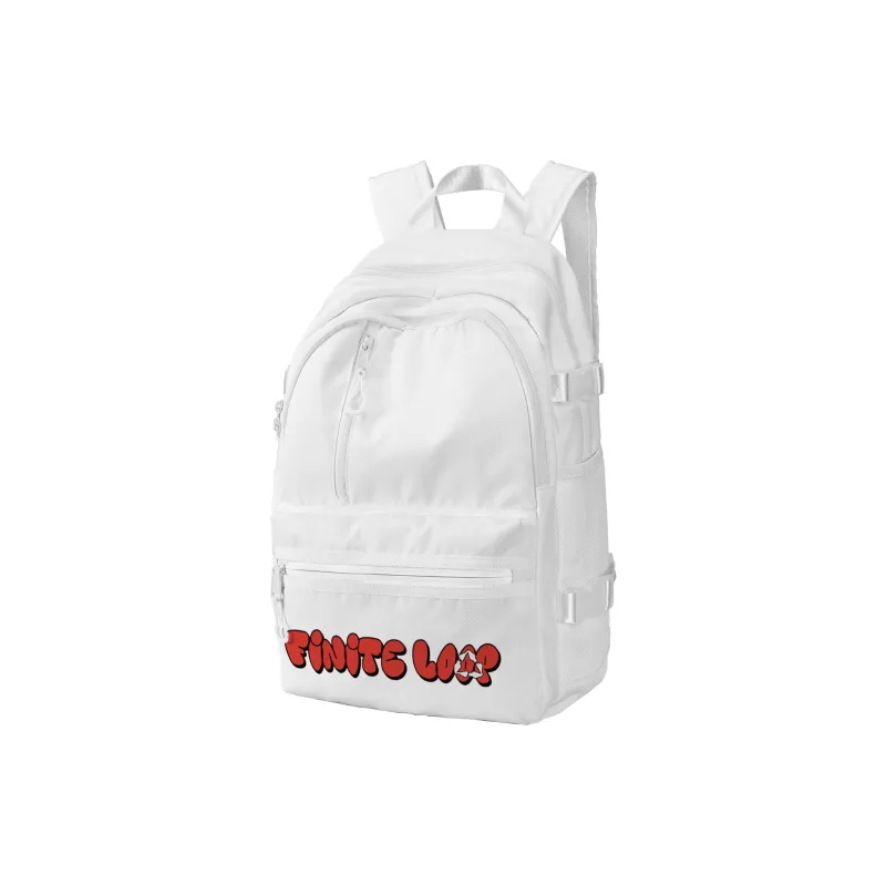 FINITE LOOP Recycled Material Student Backpack Unisex White-8