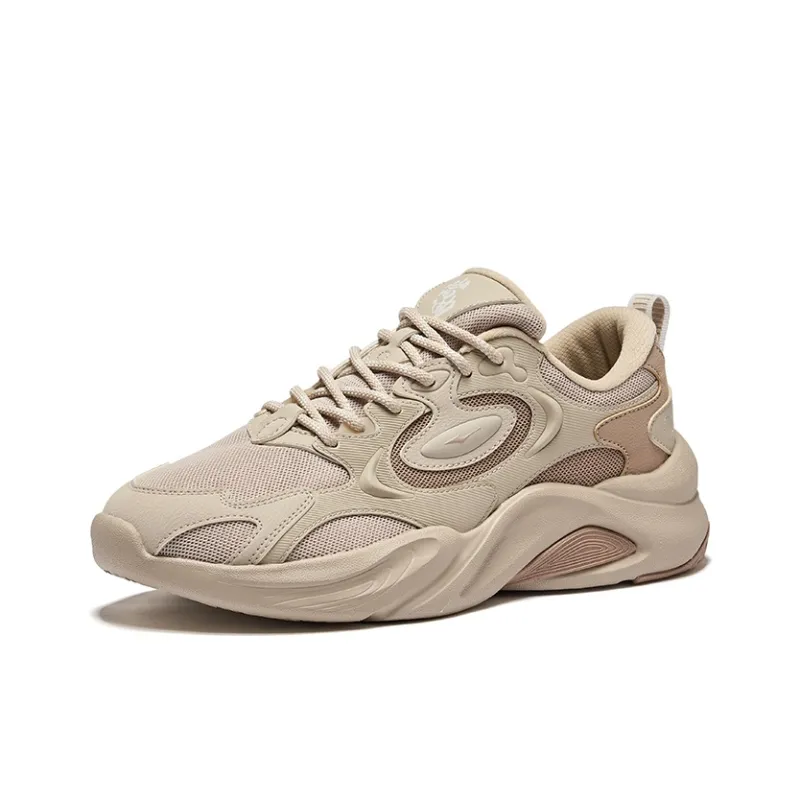 Erke Height Increasing Rebound Slip-Resistant Low-Top Casual Shoes Men's Light Linen Gray Taupe-2