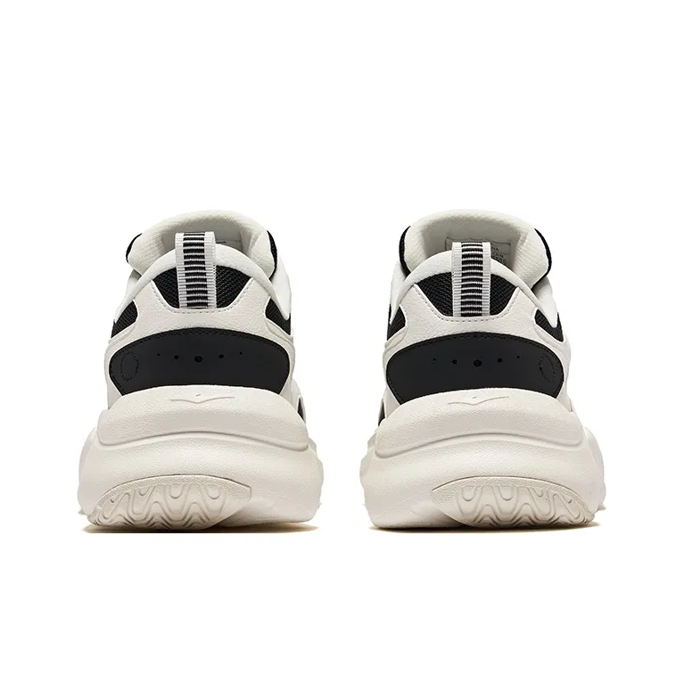 Erke Wear-Resistant Height Increasing Low-Top Casual Shoes Men's Jet Black Microcrystal White-3