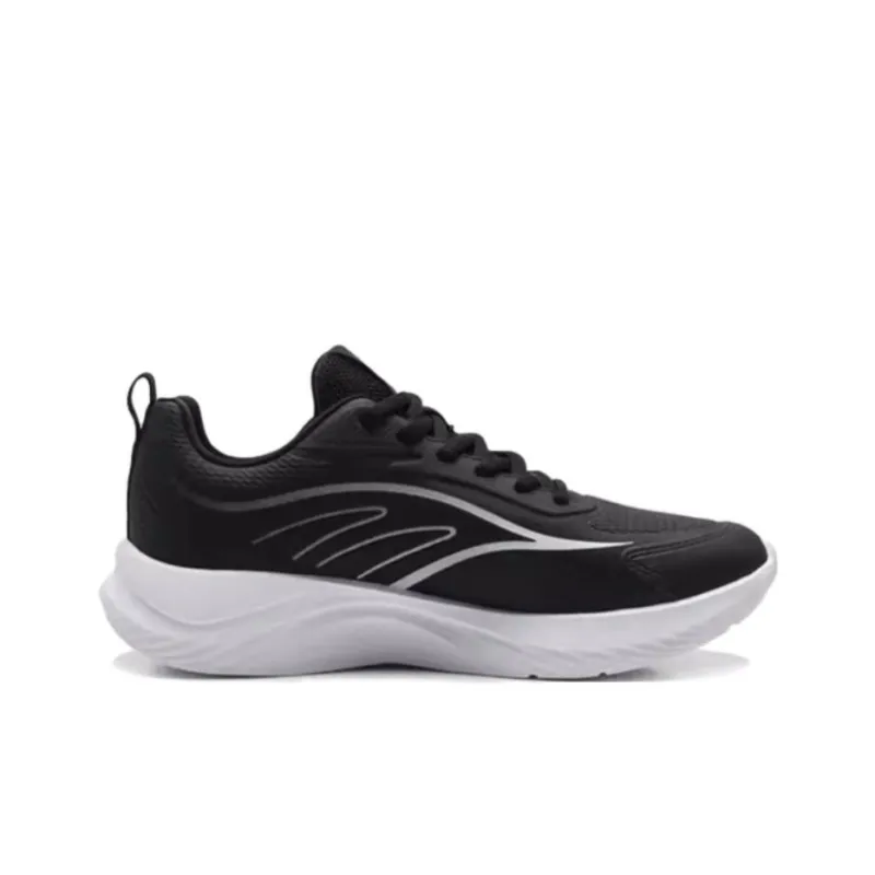 QIAODAN Slip Resistant Low Top Running Shoes Men's Black Silver-1