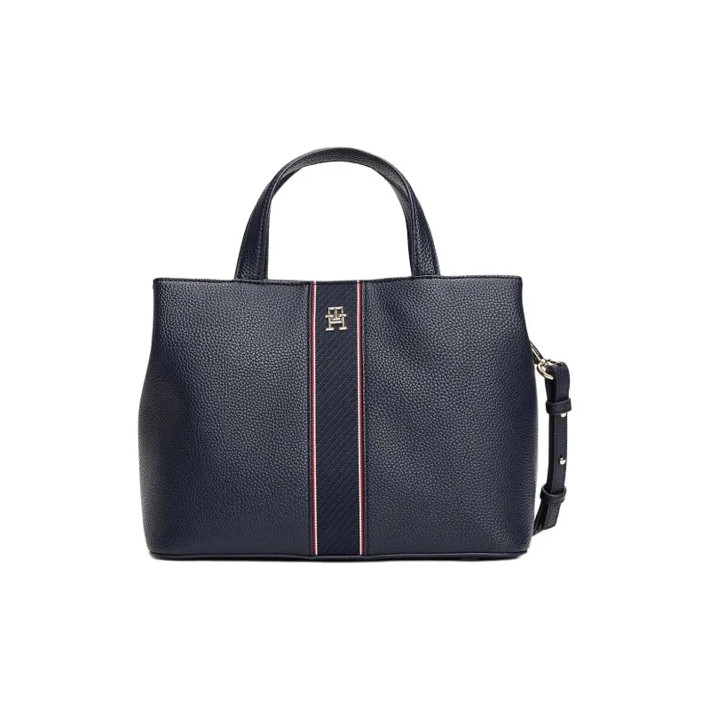 Tommy Hilfiger Polyurethane Tote Bag, Shopping Bag, Shoulder Bag, Handbag Unisex Marine Blue-0
