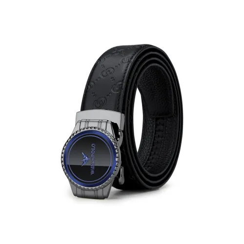 WilliamPOLO Cow Leather Leather Belts Men's Gunmetal 3.5cm Width