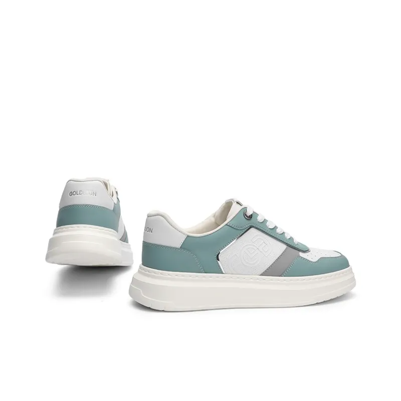 GOLDLION Low Top Skateboard Shoes Men's White Blue-3