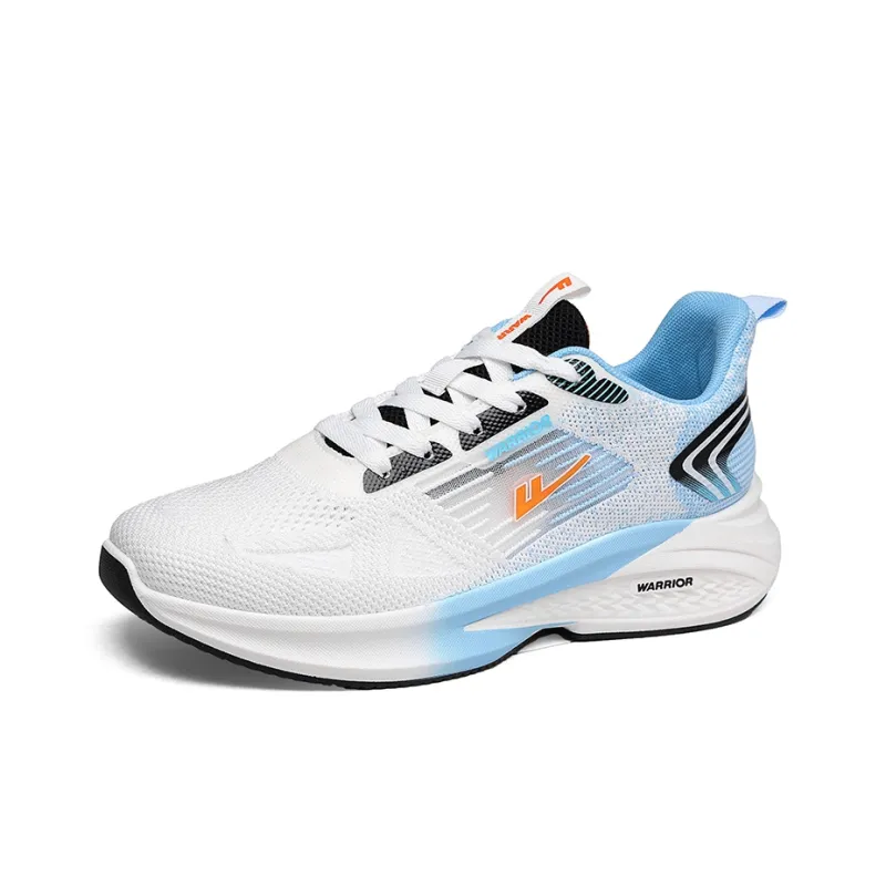 Warrior Lightweight Height Increasing Coverage Low-Top Casual Running Shoes Men's White Blue-1