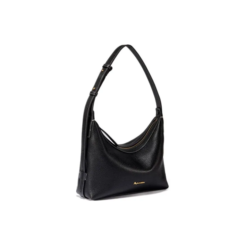 AQUASCUTUM Litchi Grain Cow Leather Shoulder Bag Medium Size Women's Black-3