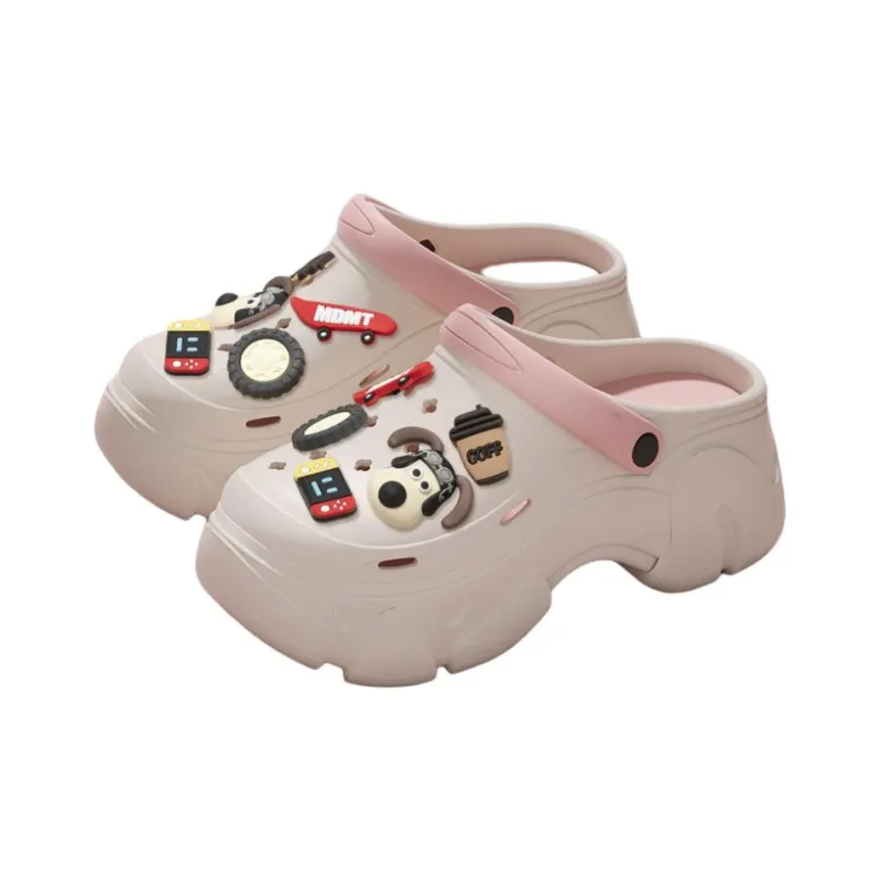 ECAC 8.0cm Height Increasing Summer Slip Resistant Platform Closed Toe Home Slippers-7