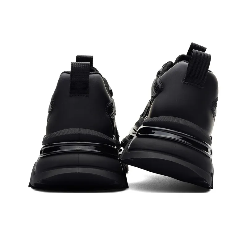 JEEP SPIRIT Black Myth Slip Resistant, Abrasion Resistant, Breathable, Height Increasing Low Top Chunky Sneakers Men's-5