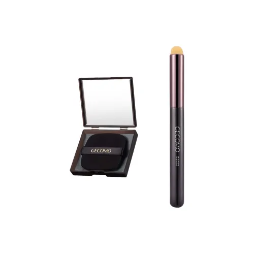 GECOMO Multifunction Round Tip Lip Brush+Oil Absorbing Paper Combination, Built in Mirror Powder Puff, Makeup Tool