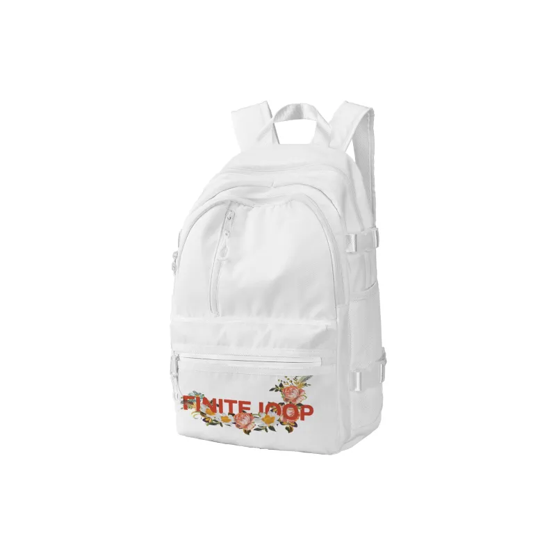 FINITE LOOP Recycled Material Eco Friendly Fabric Backpack Regular Unisex White-12
