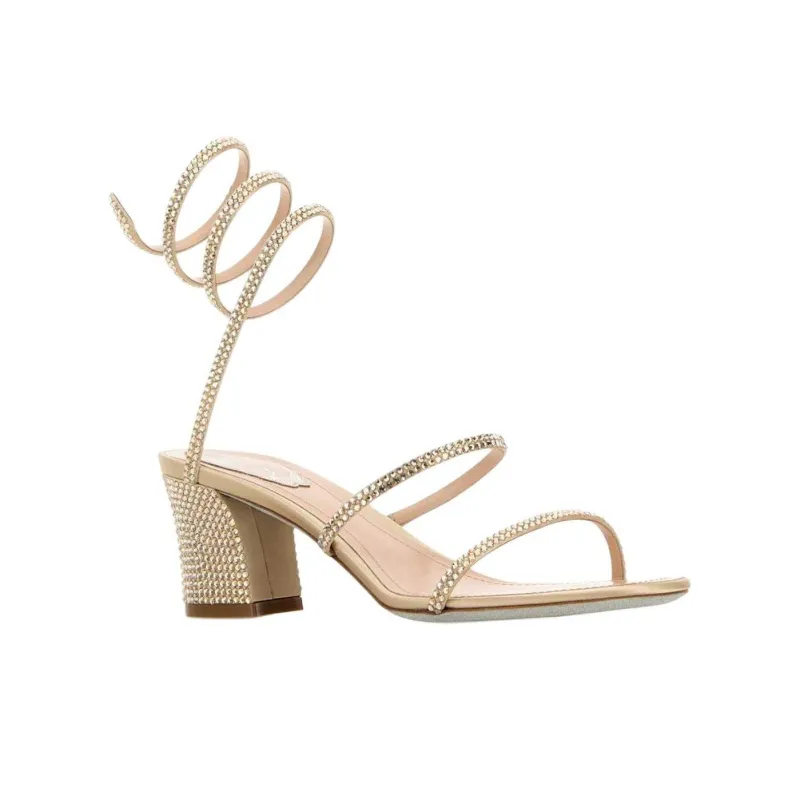 RENE CAOVILLA Cleo Strap Sandals 5cm Women's Gold-2