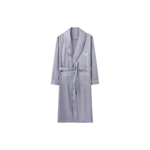 Huggy Kissy Bath Robes Men's Light Gray