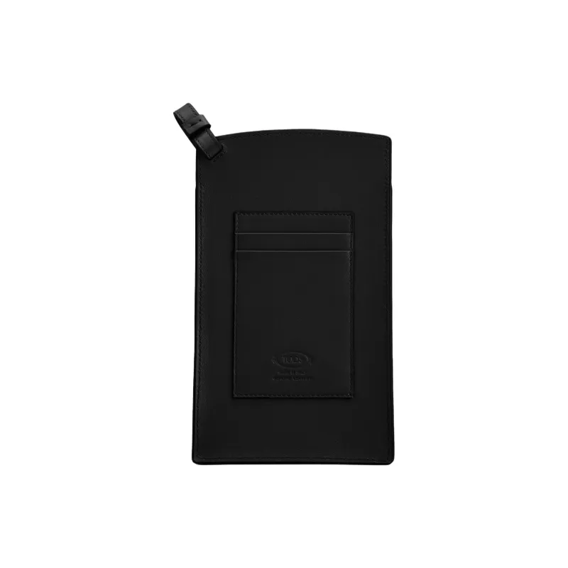 TOD'S Calfskin Cell Phone Pouch Medium Size Men's Black-1
