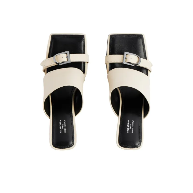 Balenciaga Bel Air Slide Slippers 8cm Women's Ecru-4
