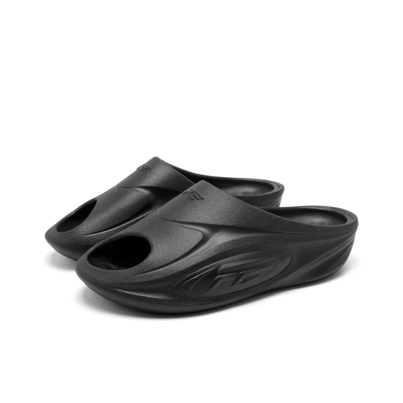 QIAODAN Abrasion Resistant Cushioning Slip Resistant FE Slide Slippers Men's Black-2