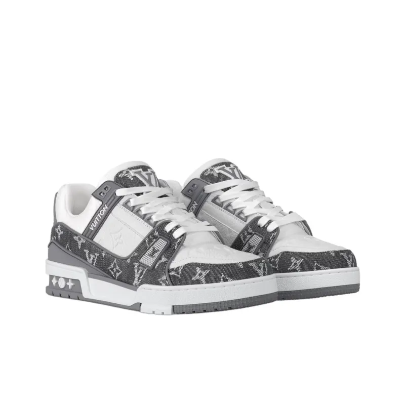 LOUIS VUITTON Trainer Low-Top Skateboard Shoes Women's Gray-2