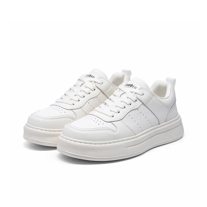 Haobin Slip-Resistant Breathable Low-Top Skateboard Shoes Unisex White-3
