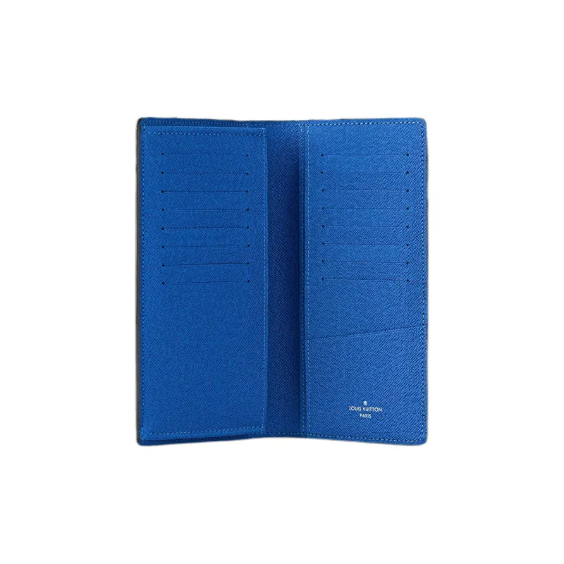 LOUIS VUITTON Brazza Leather Long Wallets Men's Gray-1