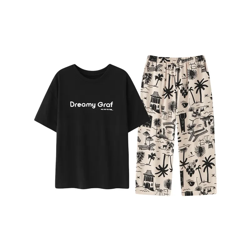 FENTENGCARE Pajama Set Women's Black-0