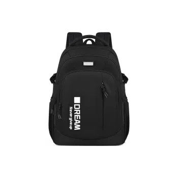 EDISON Nylon Middle And High School Student Backpack Large Size Unisex Black/Silver Gray/Purple