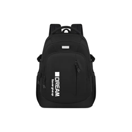 EDISON Nylon Middle And High School Student Backpack Large Size Unisex Black/Silver Gray/Purple