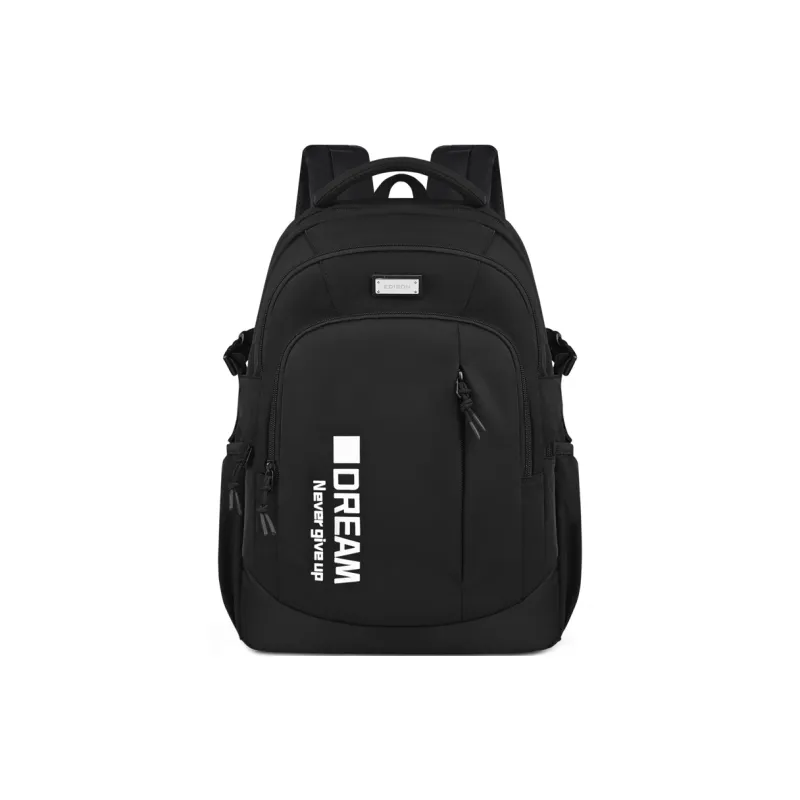 EDISON Nylon Middle And High School Student Backpack Large Size Unisex Black/Silver Gray/Purple-0