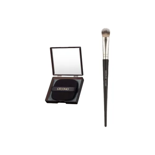 GECOMO Large Size Eye Shadow Brush+Oil Absorbing Paper Combination, Built in Mirror Powder Puff, Makeup Tool