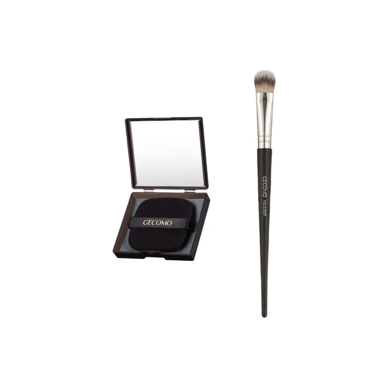 GECOMO Large Size Eye Shadow Brush+Oil Absorbing Paper Combination, Built in Mirror Powder Puff, Makeup Tool-0