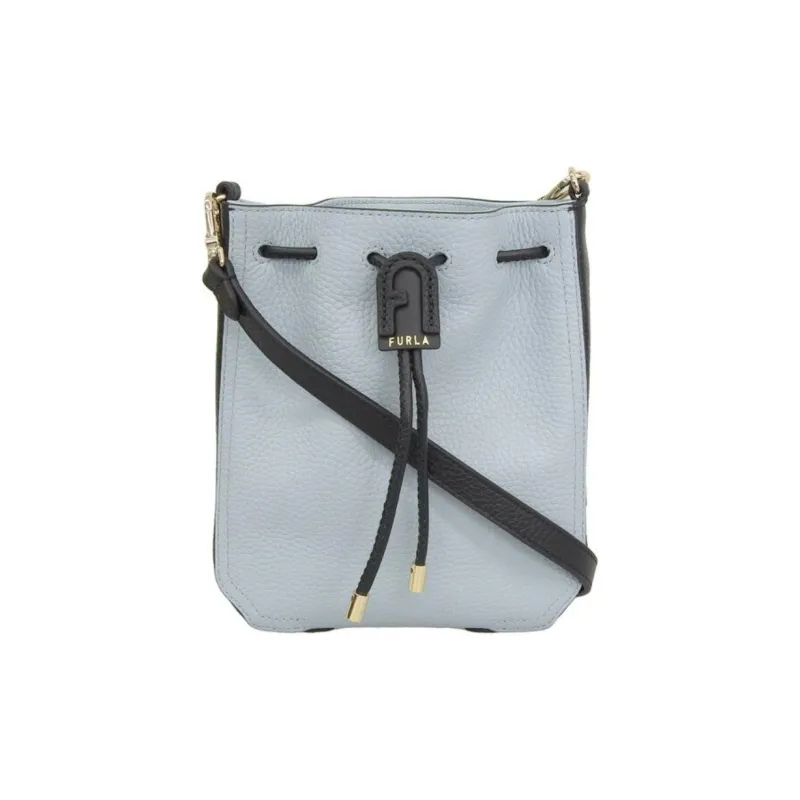 Furla Atena Leather Crossbody Bag Shoulder Bag Mini Women's Light Blue & Dark Blue-0
