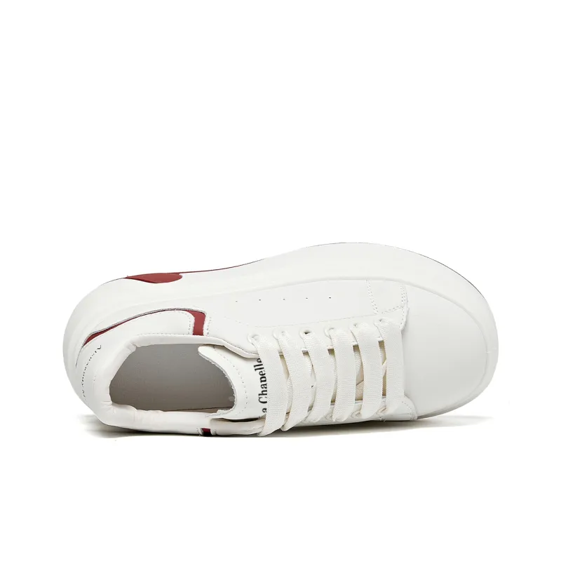 La Chapelle Anti-Slip Wear-Resistant Skateboard Shoes Women's Beige Red-5