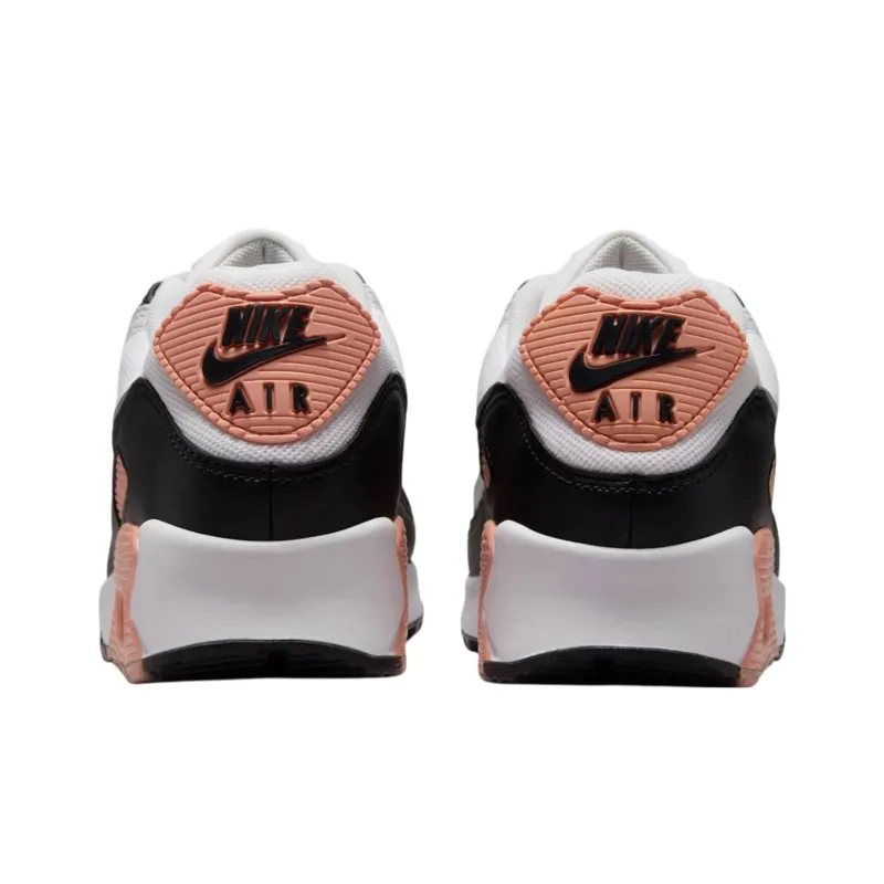 Nike Air Max 90 Anti Slip Wear Resistant Low Top Running Shoes Women's White Black Orange-3