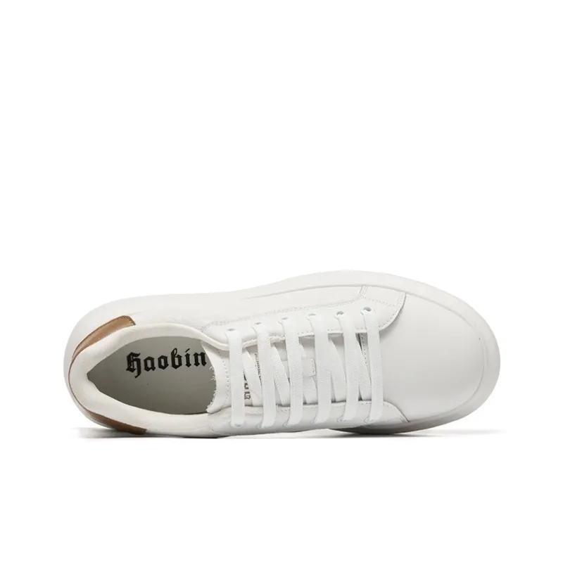 Haobin Cushioning Wear Resistant Low Top Skateboard Shoes Unisex White-2