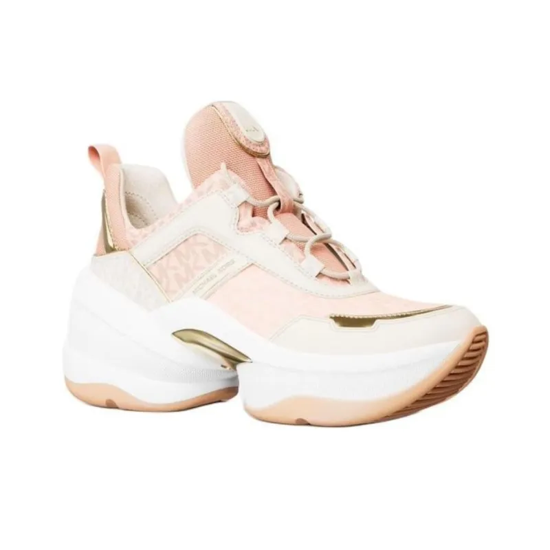 MICHAEL KORS Olympia Low Top Chunky Sneakers Women's White Pink-2