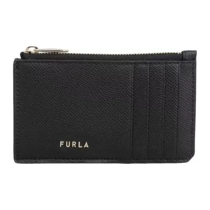 Furla Leather Card Holder Medium Size Women's Black-0
