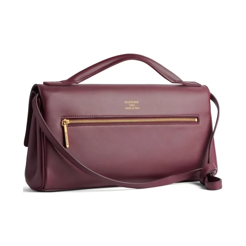 Balenciaga Bel Air Calfskin One Shoulder Handbags Small Size Women's Burgundy Red-2