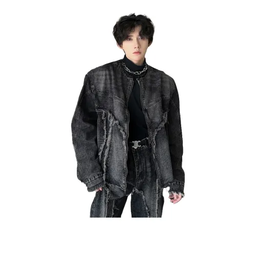 Fakeyoung Denim Jacket Unisex Black Gray