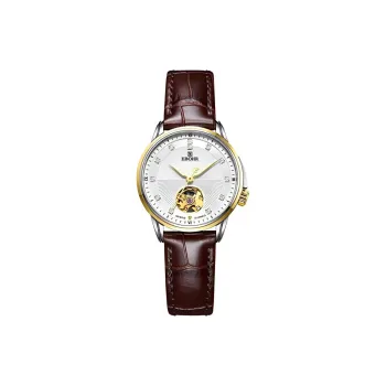 EBOHR Master Collection Mechanical Movement Genuine Leather Strap Watch Women's Watch Silver Dial