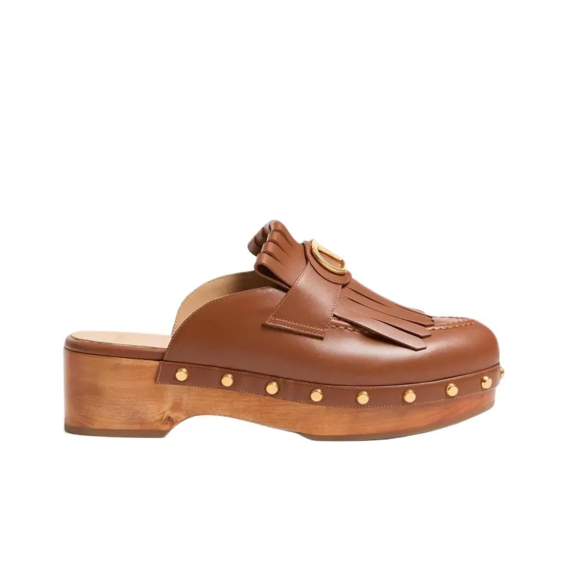 Valentino VLogo Signature Wrap toe Slippers Women's Brown-1